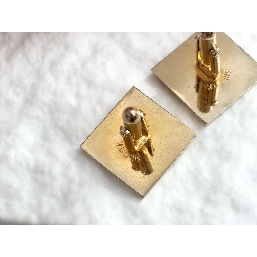 Swank Theater Mask Designed Comedy + Tragedy Gold Toned Square Vintage Enclosure - Picture 6 of 14